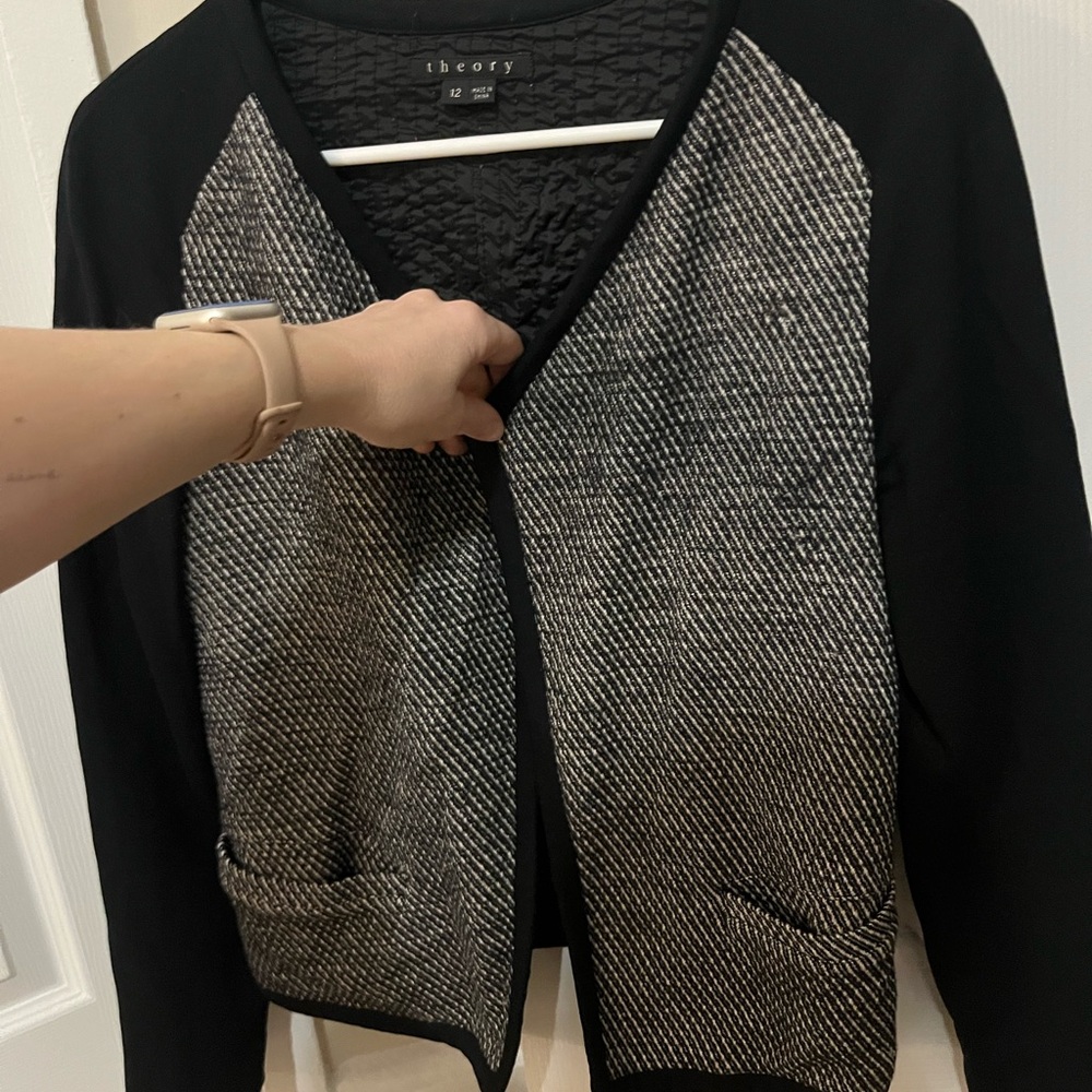 Theory Black and Gray Textured Women's Blazer